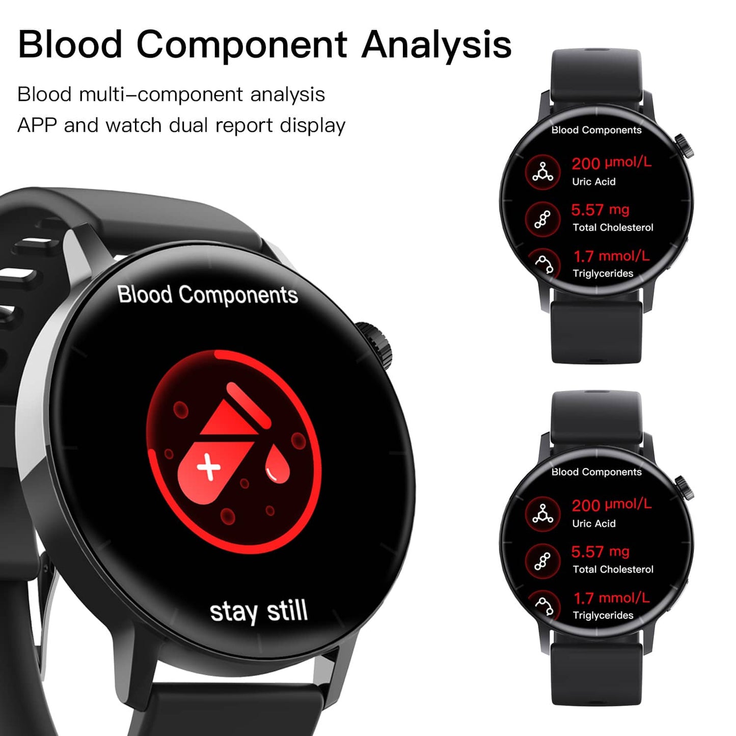 TH61pro Fourth-generation Blood Sugar Blood Pressure ECG/EKG Smart Watch